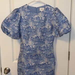 Blue Floral Puff Sleeve Dress